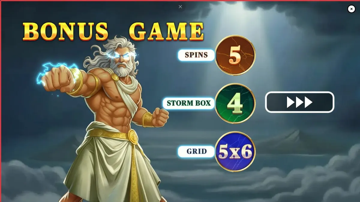 Interface do jogo de slot Pots of Power: Zeus com elementos mitológicos