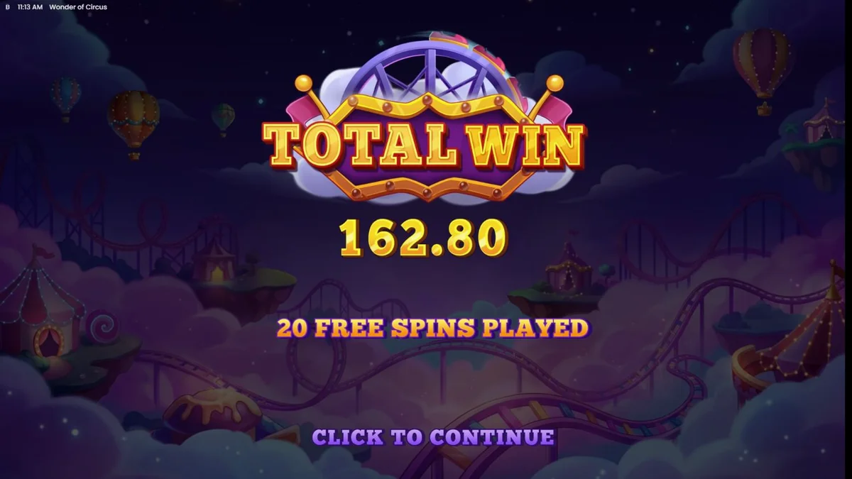 Interface vibrante do jogo de slot Wonder of Circus com elementos circenses
